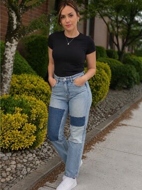 Victoria Beckham patchwork jeans — size 27